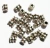 25 5x4mm Antique Silver Metal Ringed Tube Beads